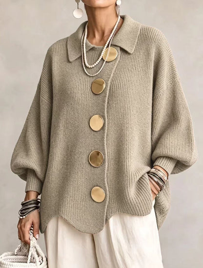 🤲LAST DAY SAVE 49% ⏰Oversized Collared Knit Cardigan With Large Metal Buttons