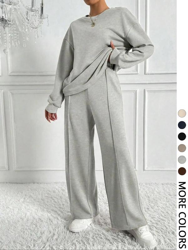 🌷 6-PCS| Casual Solid Color Sweatshirt & Pants Set for Outdoor Comfort