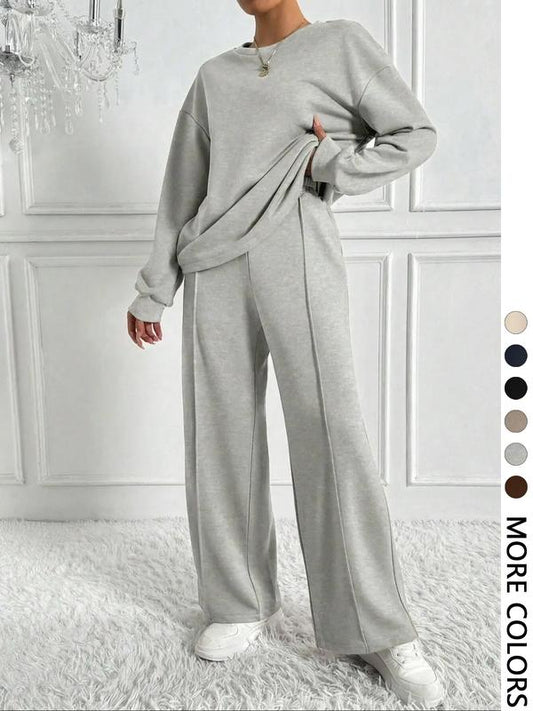 🌷 6-PCS| Casual Solid Color Sweatshirt & Pants Set for Outdoor Comfort
