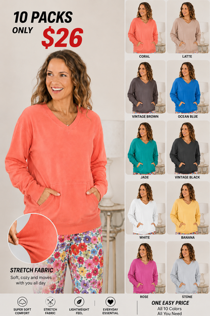 💚Pigment-Dyed Cozy Campfire V-Neck Sweatshirt