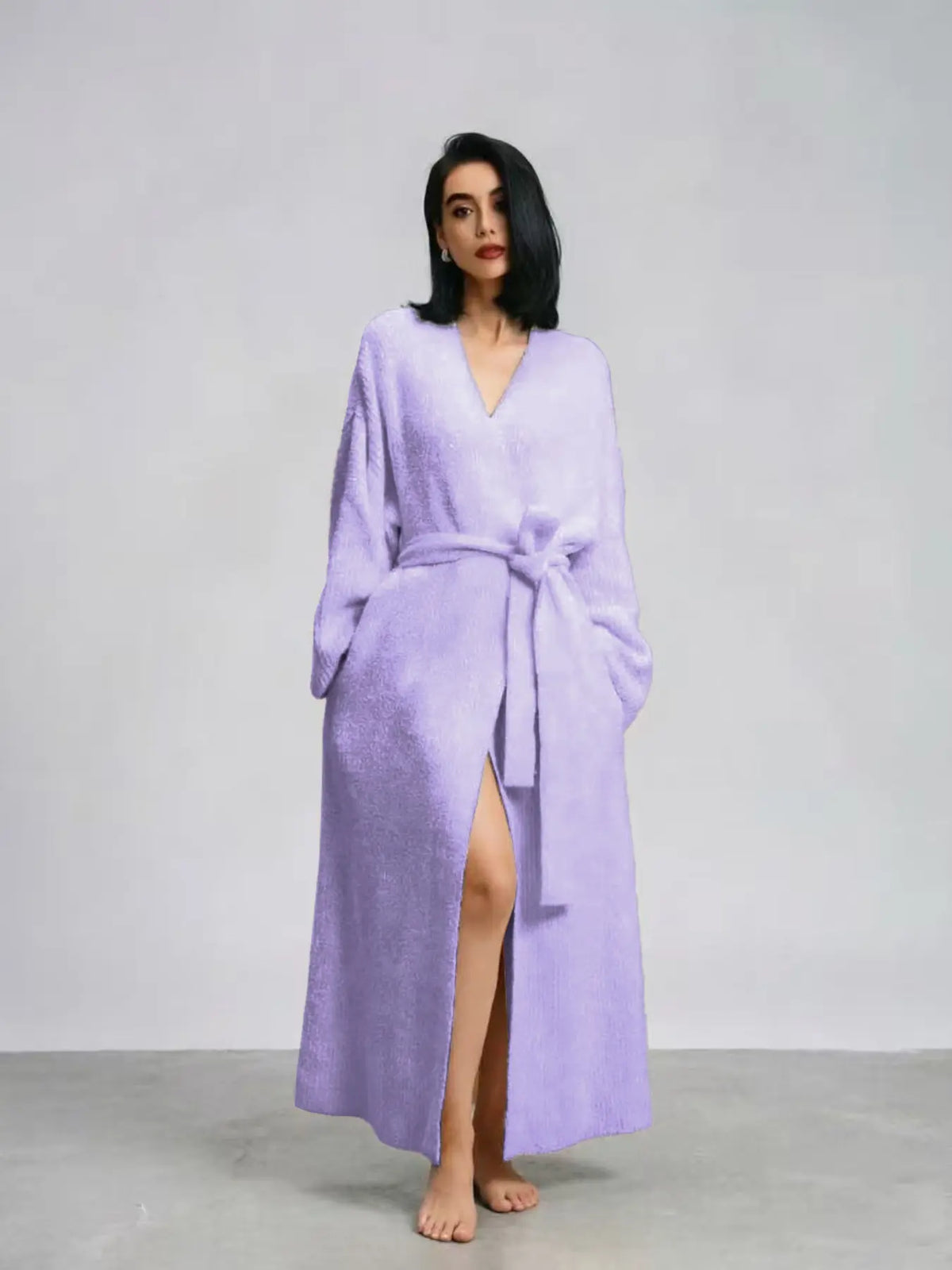 🌷Women's Thickened Thermal Lined Plush Bathrobe with Pockets - Oversized Casual Loungewear