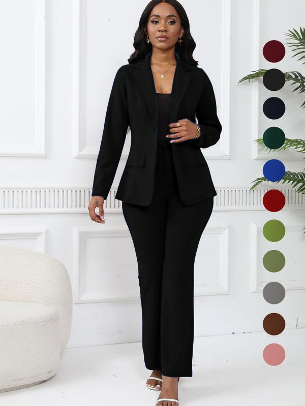 🤲Women's elegant business solid color long-sleeved two-piece suit