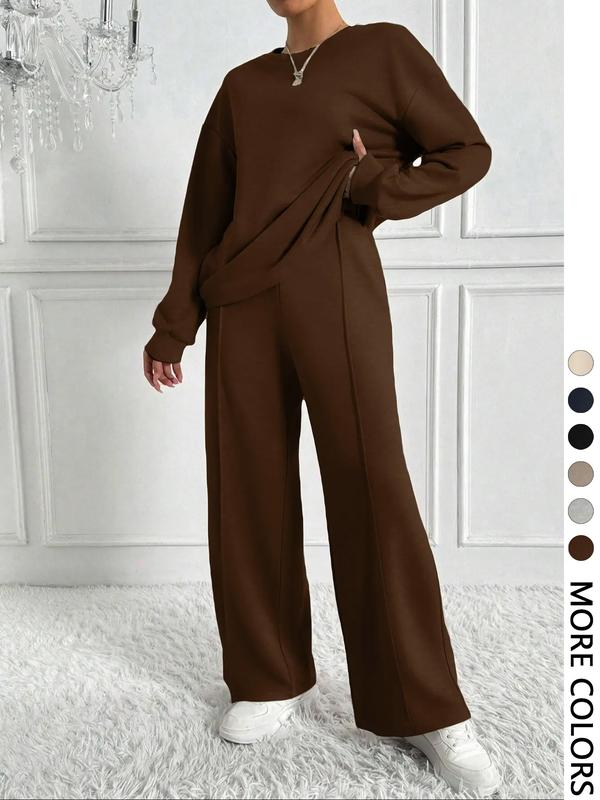 🌷 6-PCS| Casual Solid Color Sweatshirt & Pants Set for Outdoor Comfort