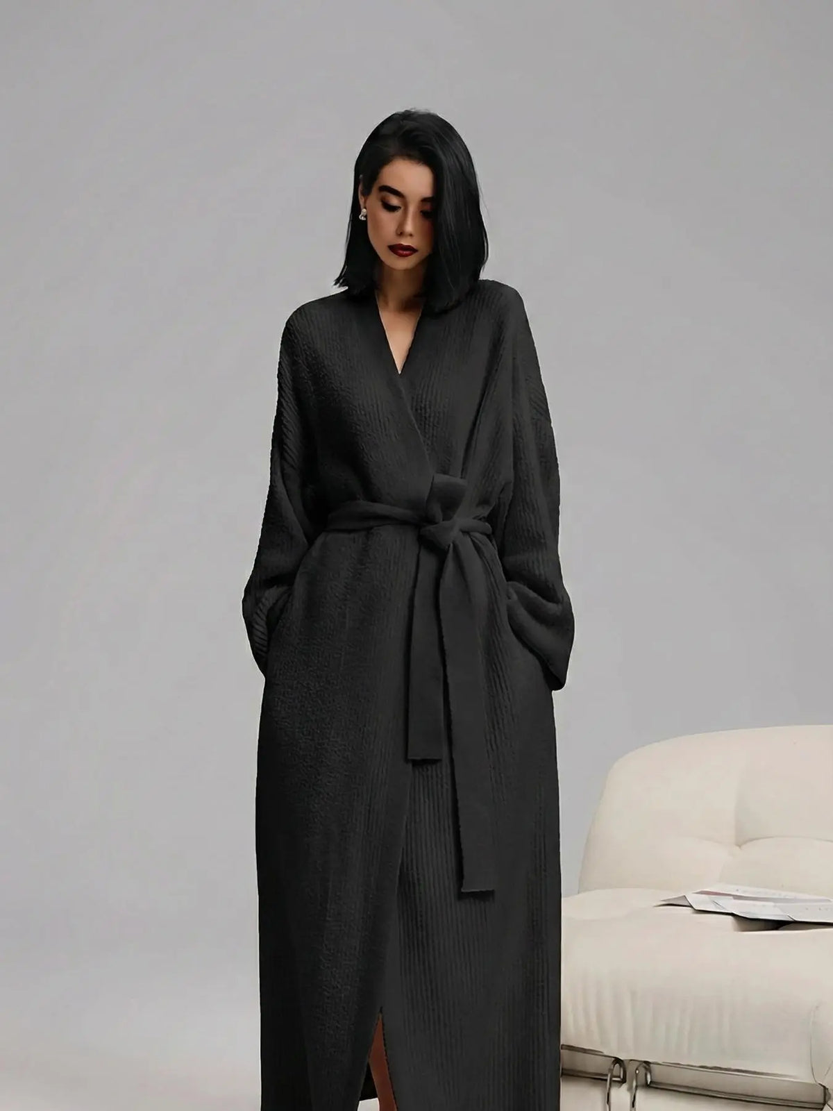 🌷Women's Thickened Thermal Lined Plush Bathrobe with Pockets - Oversized Casual Loungewear
