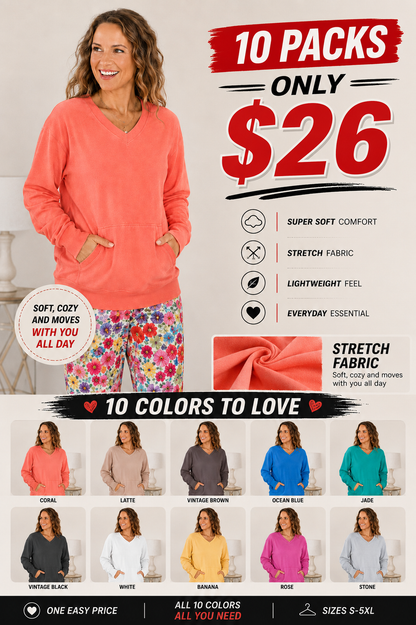 💚Pigment-Dyed Cozy Campfire V-Neck Sweatshirt