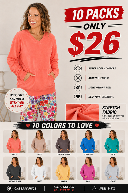 💚Pigment-Dyed Cozy Campfire V-Neck Sweatshirt