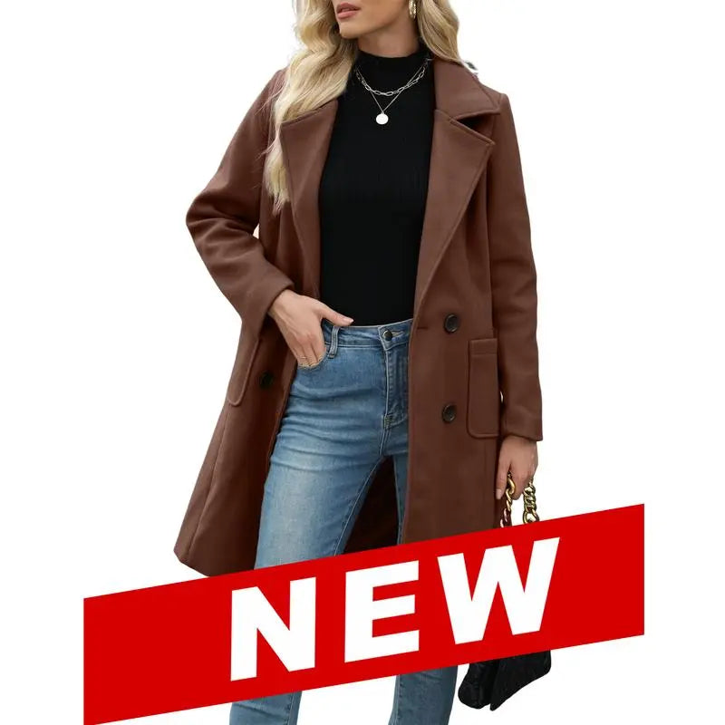 🤲Women's Winter Wool Blend Camel Mid-Long Coat