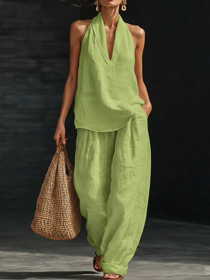 🌷 Women's Casual and Cozy Minimalist Linen Two-Piece Set