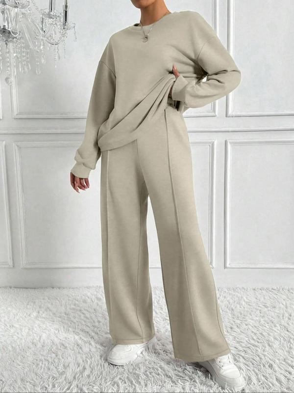 🌷 6-PCS| Casual Solid Color Sweatshirt & Pants Set for Outdoor Comfort