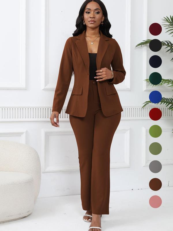 🤲Women's elegant business solid color long-sleeved two-piece suit