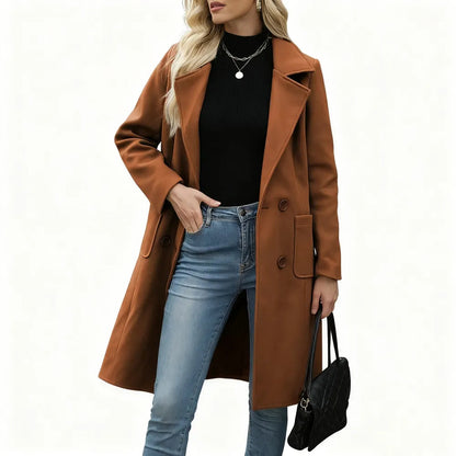 🤲Women's Winter Wool Blend Camel Mid-Long Coat