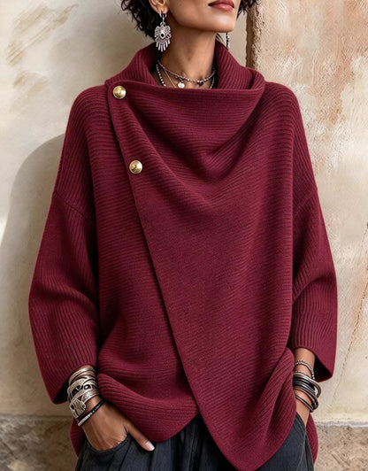 🤲LAST DAY SAVE 49% ⏰Relaxed Chic Knitted Asymmetric Button-up Top