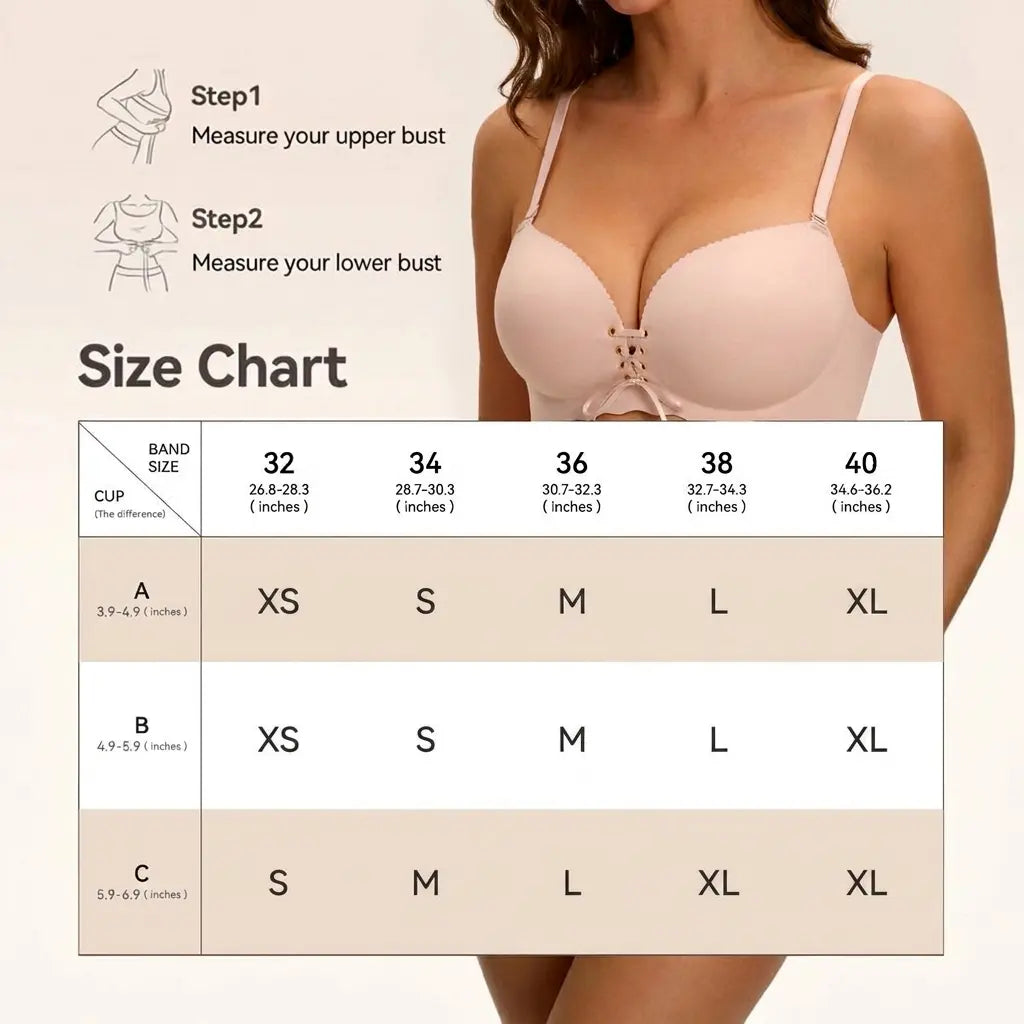 LUCKMEEY Drawstring Push Up Bra Wireless Lace Up