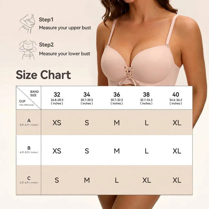 LUCKMEEY Drawstring Push Up Bra Wireless Lace Up
