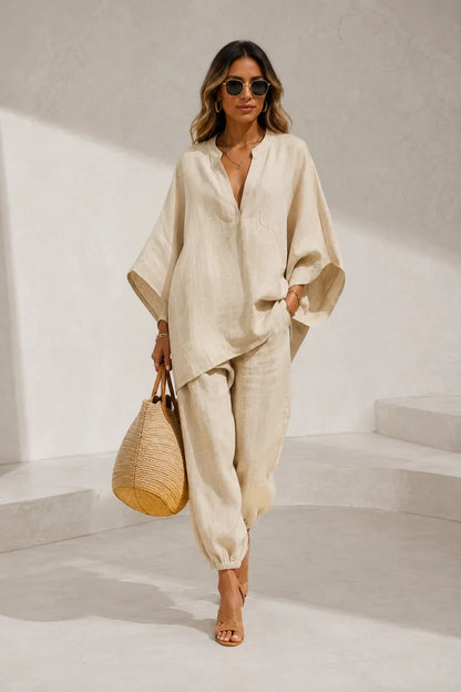V-neck flowy set