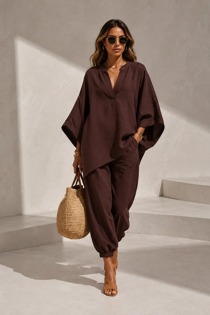 V-neck flowy set