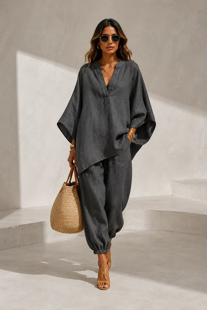 V-neck flowy set