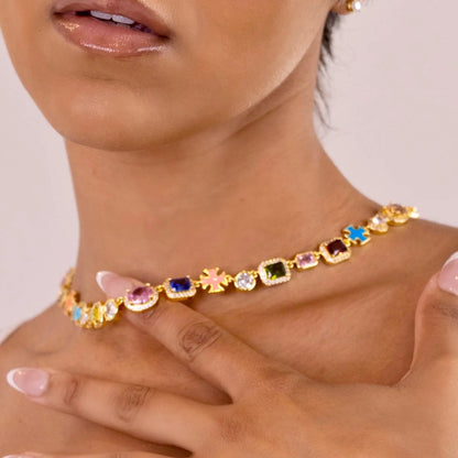 Solstice Gemstone Necklace Unisex | 18k Gold & White Gold Plated