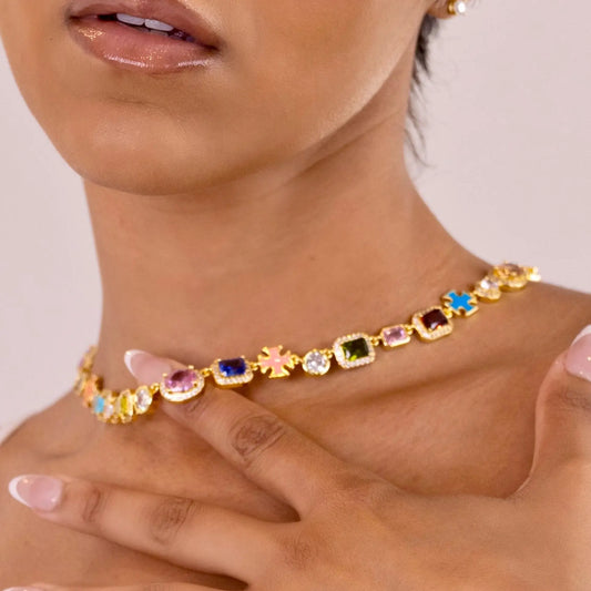 Solstice Gemstone Necklace Unisex | 18k Gold & White Gold Plated