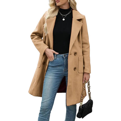 🤲Women's Winter Wool Blend Camel Mid-Long Coat