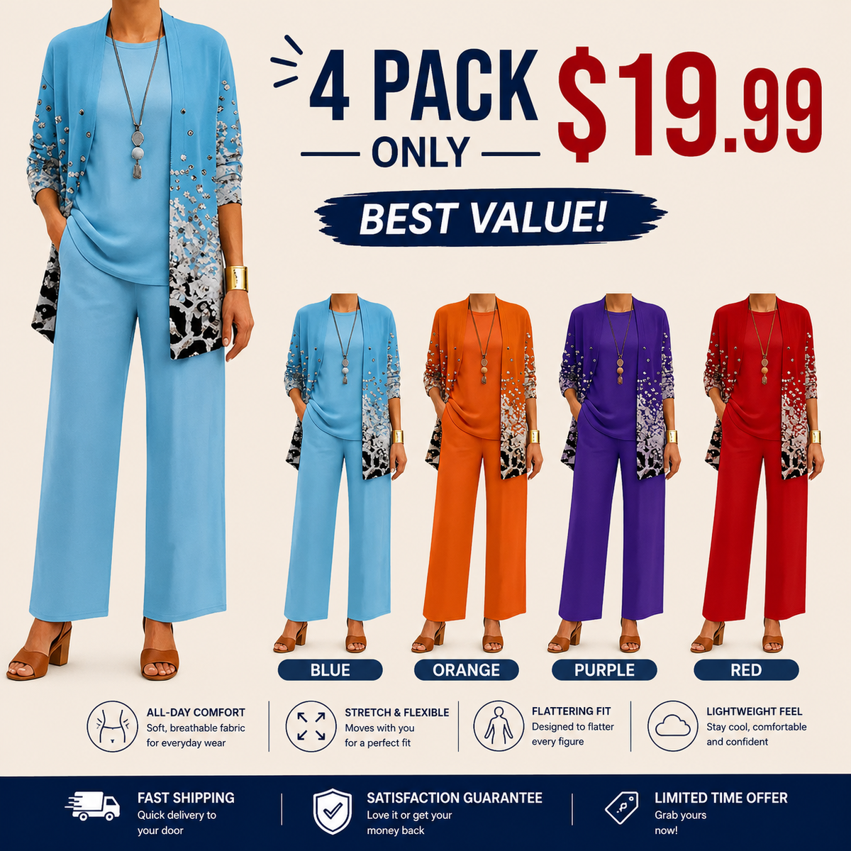 🤲Women’s Elegant Printed 3-Piece Set