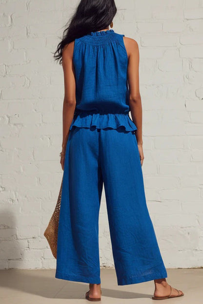 🌷Breezy Linen Blend Sleeveless Top & Wide Leg Pants Set