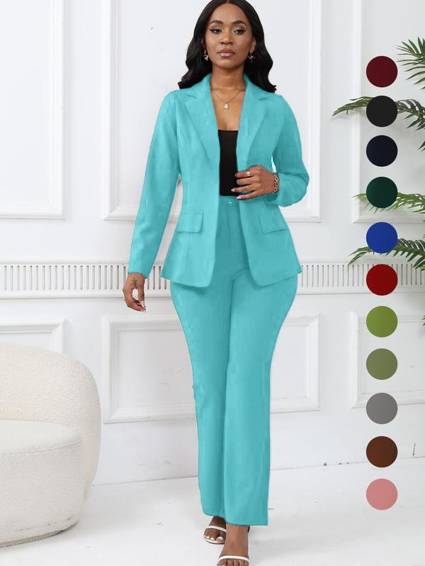 🤲Women's elegant business solid color long-sleeved two-piece suit