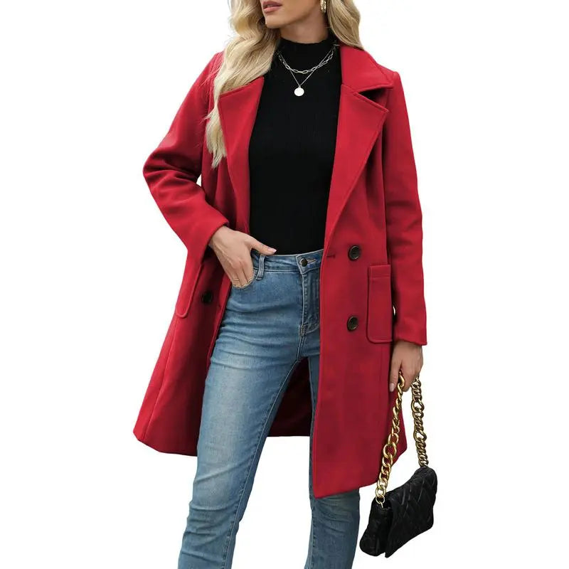 🤲Women's Winter Wool Blend Camel Mid-Long Coat
