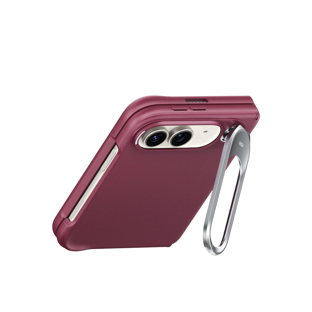 💚iPhone Duo Atelier Silicone Leather Magnetic Case with Flex Stand - Deep Burgundy