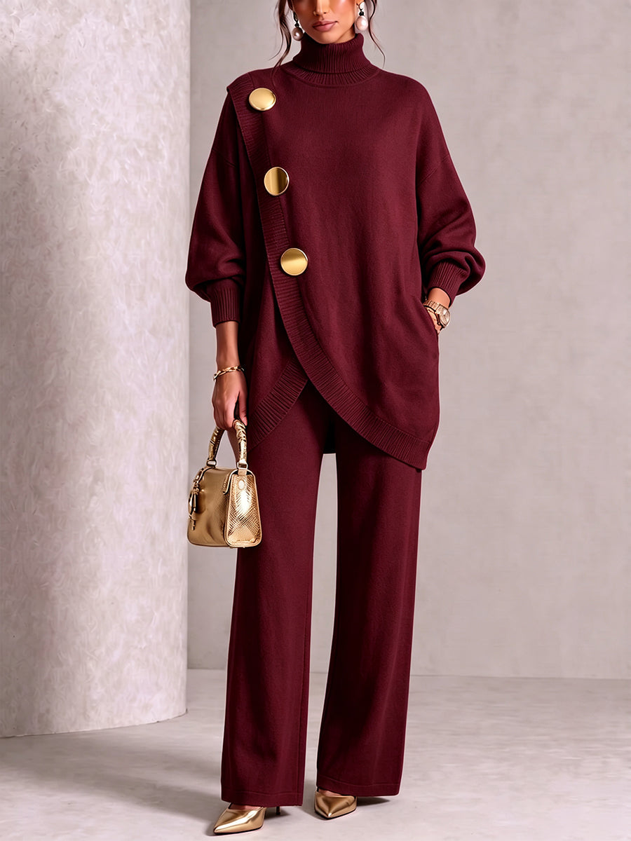 🤲 Elegant Knit Asymmetrical Button Set