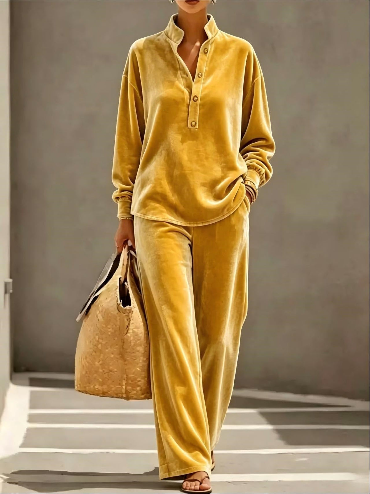 🤲New Arrivals🔥Loose And Cozy Velvet Two-piece Set (top And Pants)