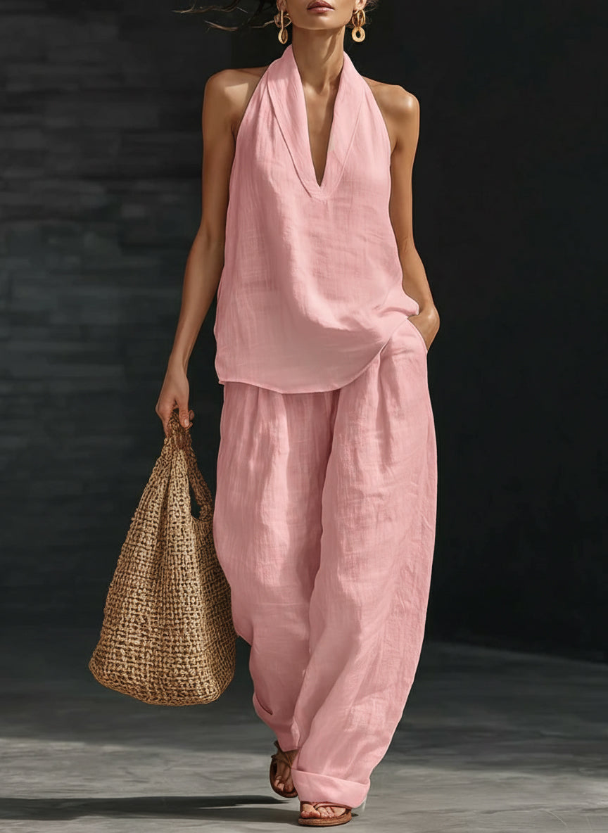 🌷 Women's Casual and Cozy Minimalist Linen Two-Piece Set