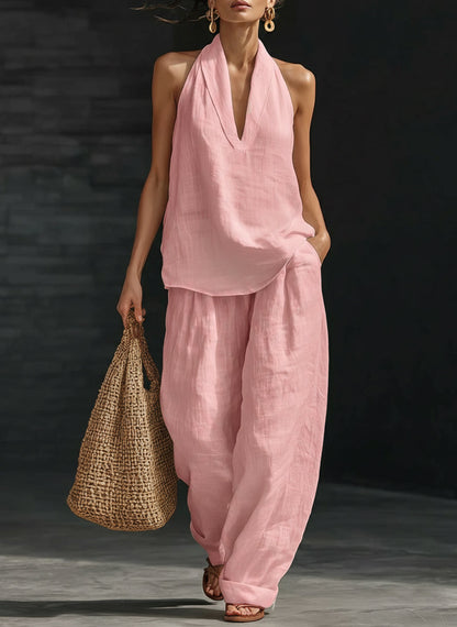 🌷 Women's Casual and Cozy Minimalist Linen Two-Piece Set