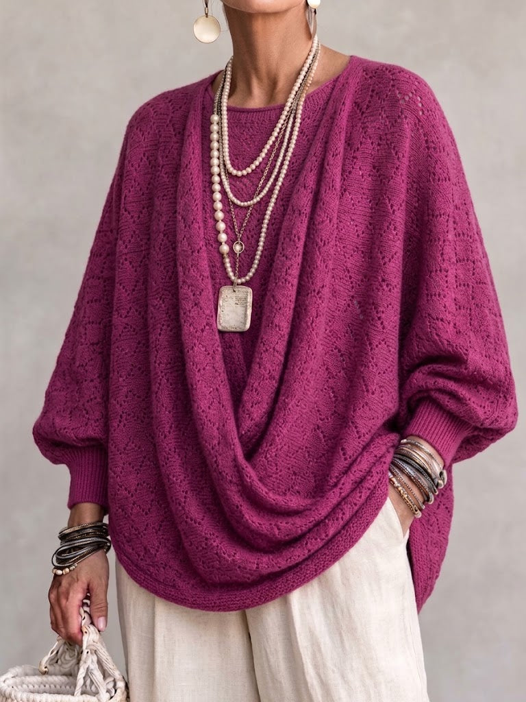 🤲LAST DAY SAVE 49% ⏰Knit Top With A Cowl Neck, Cut-out Details, And Lantern Sleeves.