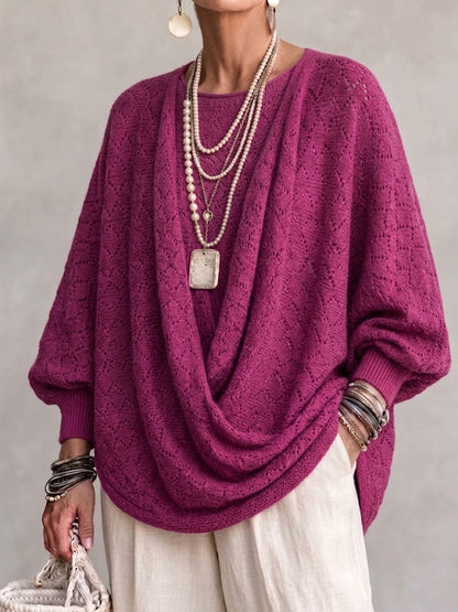 🤲LAST DAY SAVE 49% ⏰Knit Top With A Cowl Neck, Cut-out Details, And Lantern Sleeves.