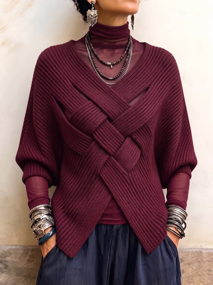 🤲LAST DAY SAVE 49% ⏰Artistic Interwoven Ribbed Batwing Knit Sweater