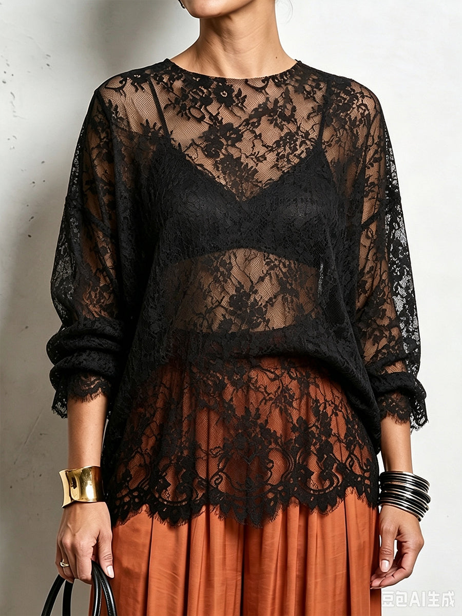 🤲LAST DAY SAVE 49% ⏰Cozy Lace Long Sleeve T-shirt And Mohair Knit Sweater Two Piece Set