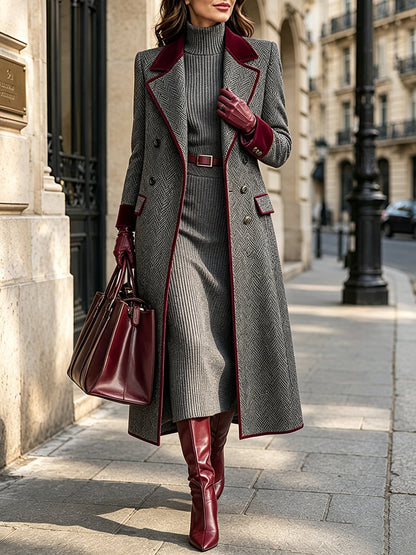 🤲LAST DAY SAVE 49% ⏰Elegant Herringbone Wool-blend Long Coat