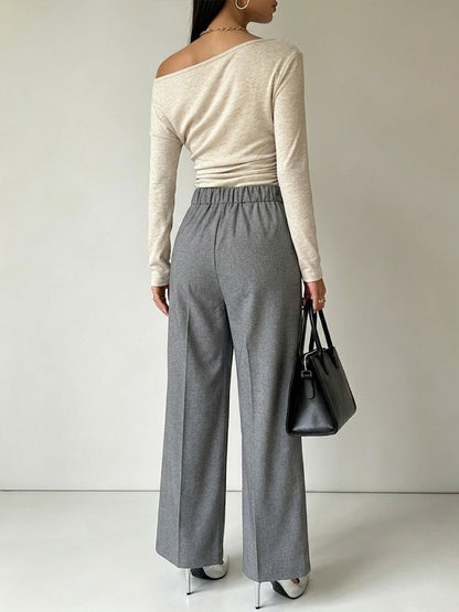 🤲LAST DAY SAVE 49% ⏰Lace-Trimmed Off-Shoulder Top & Wide-Leg Pants Set— FREE Handbag