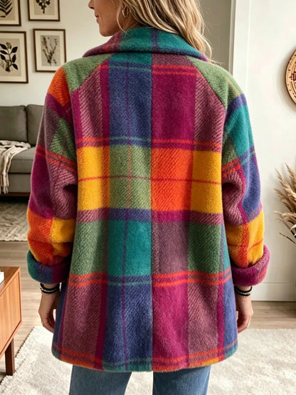 🤲LAST DAY SAVE 49%⏰ Vintage Denim & Plaid Patchwork Jacket – Chic, Versatile & Statement-Making