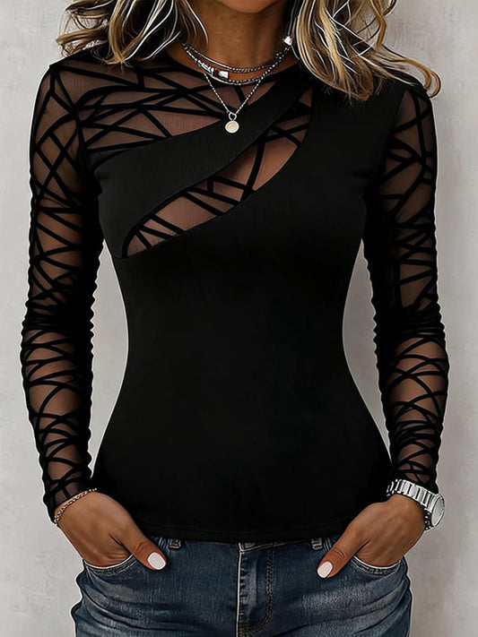 🤲LAST DAY SAVE 49% ⏰Sleek Geometric Mesh Accented Top