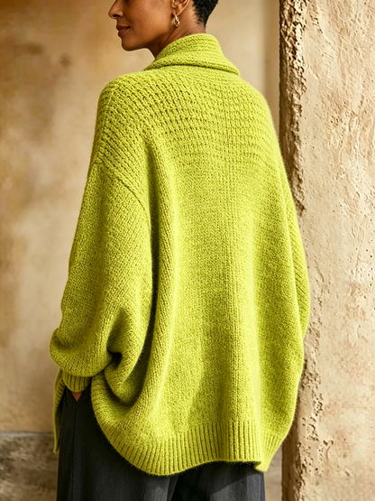 🤲LAST DAY SAVE 49% ⏰Chic Shawl Colla Lime Green Oversized Knitwear