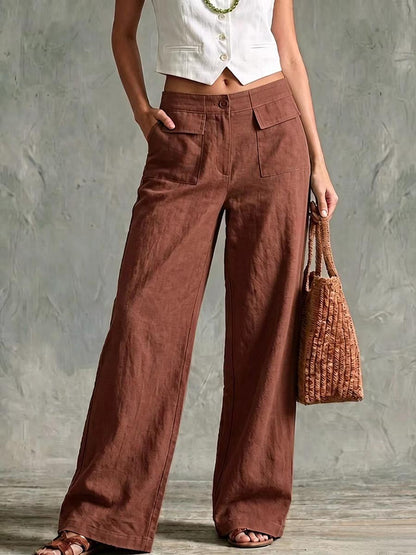 🤲LAST DAY SAVE 49% ⏰Women's Solid Color High-waisted Casual Loose Cotton Linen Wide-leg Pants
