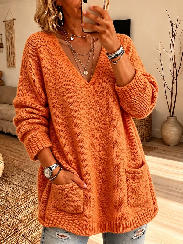 🤲LAST DAY SAVE 49% ⏰Chic V-Neck Pocket Knit Sweater