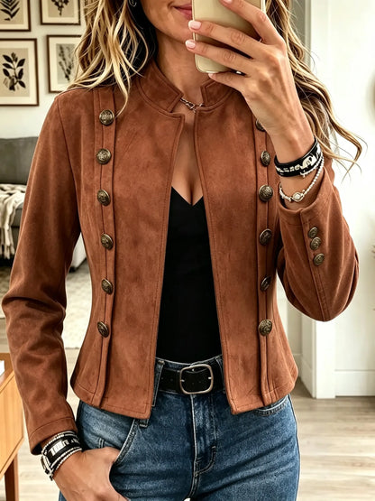 🤲LAST DAY SAVE 49% ⏰Women's Double-Breasted Suede Military Jacket