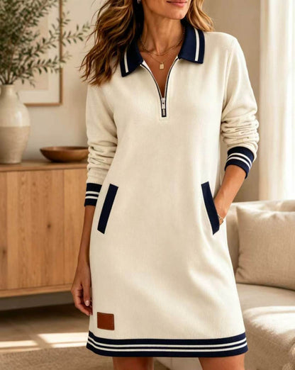 🤲LAST DAY SAVE 49% ⏰Quarter-Zip Collared Sweatshirt Dress