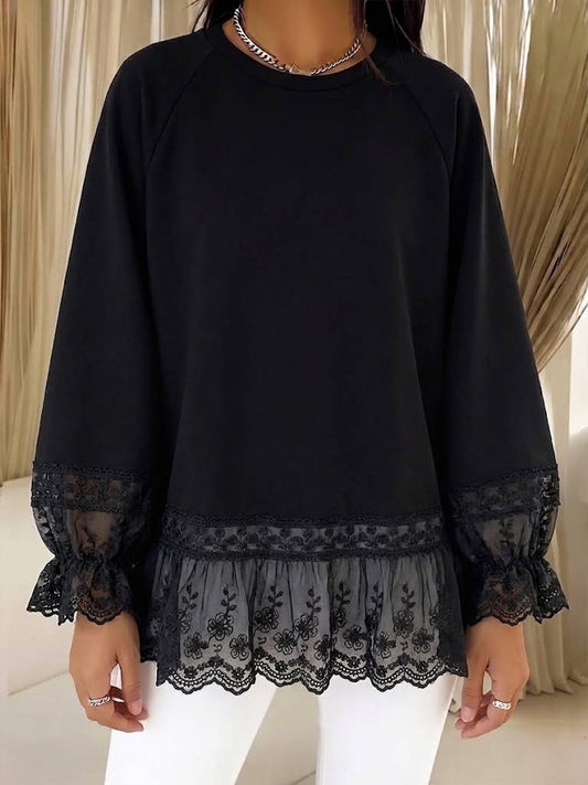 🤲LAST DAY SAVE 49% ⏰Casual Loose Sweatshirt With Lace Paneling