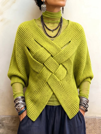 🤲LAST DAY SAVE 49% ⏰Artistic Interwoven Ribbed Batwing Knit Sweater