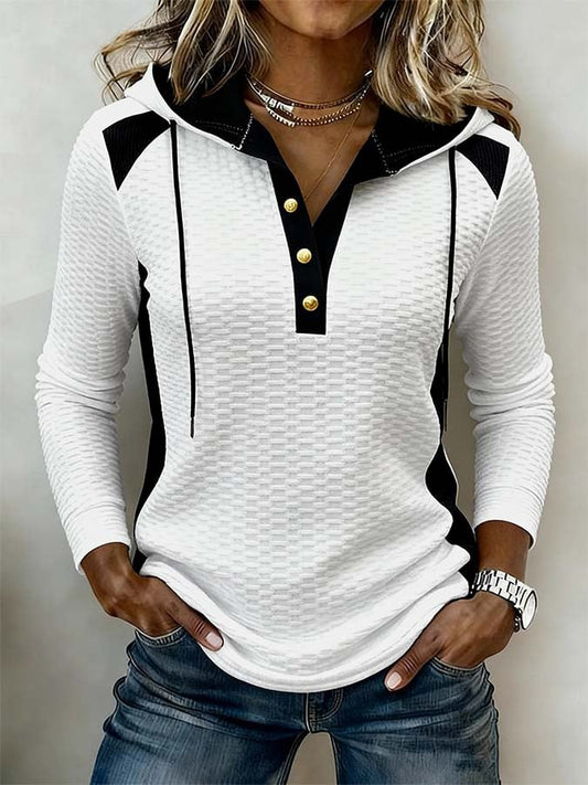 🤲LAST DAY SAVE 49% ⏰Cozy Colorblock Textured Hooded Top