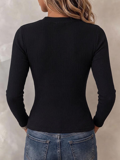 🤲LAST DAY SAVE 49% ⏰Women's Gradient Leopard Print Cut-out Crew Neck Lace-up Long-sleeve Slim-fit Casual Top